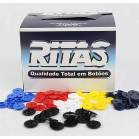 Botão de pressão - Ritas - 10mm - 200 unidades - Cores